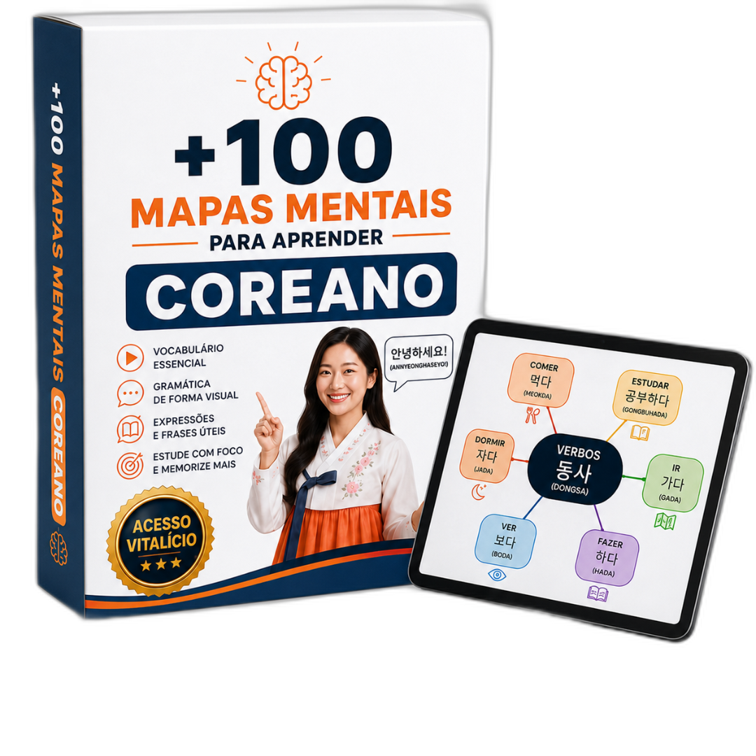 Kit +100 Mapas Mentais para aprender coreano