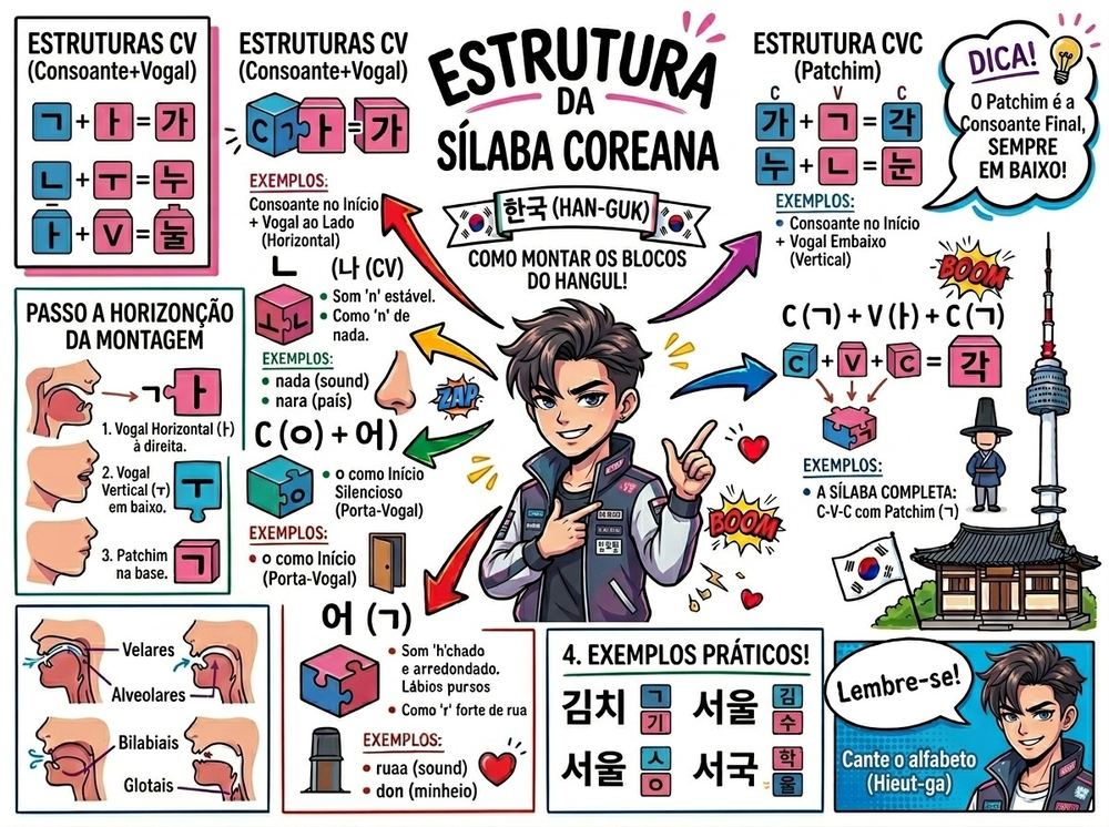 Mapa mental , estrutura da sílaba coreana