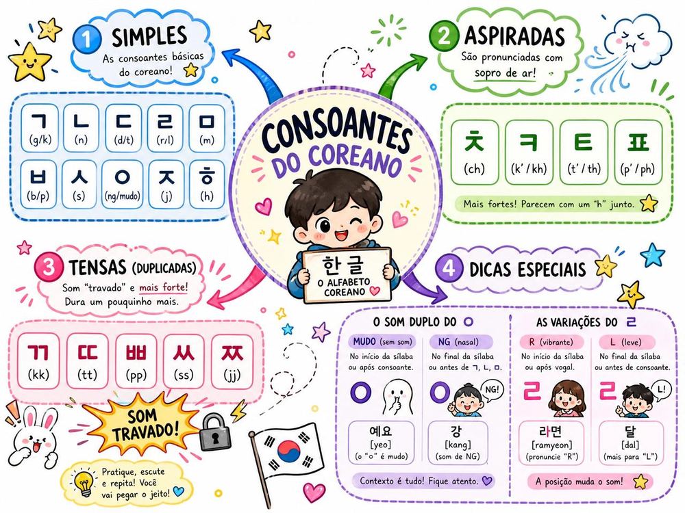 Mapa mental , consoantes do coreano
